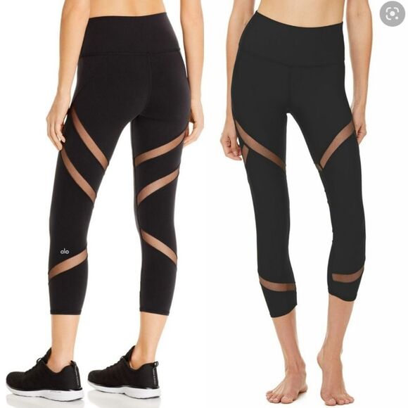 Alo Yoga Mesmerize High Waist Mesh Cropped Leggings Size XS - Picture 1 of 9